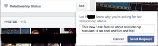 Illustration for article titled Facebook's 'Ask' Button Allows Friends to Bug You About Being Single